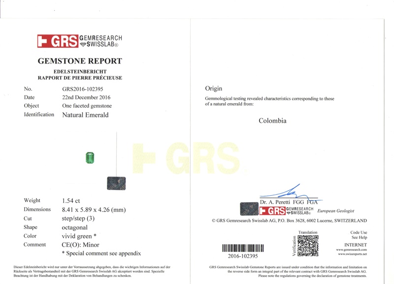 祖母绿裸石 木佐绿 1.54克拉 vivid muzo minor