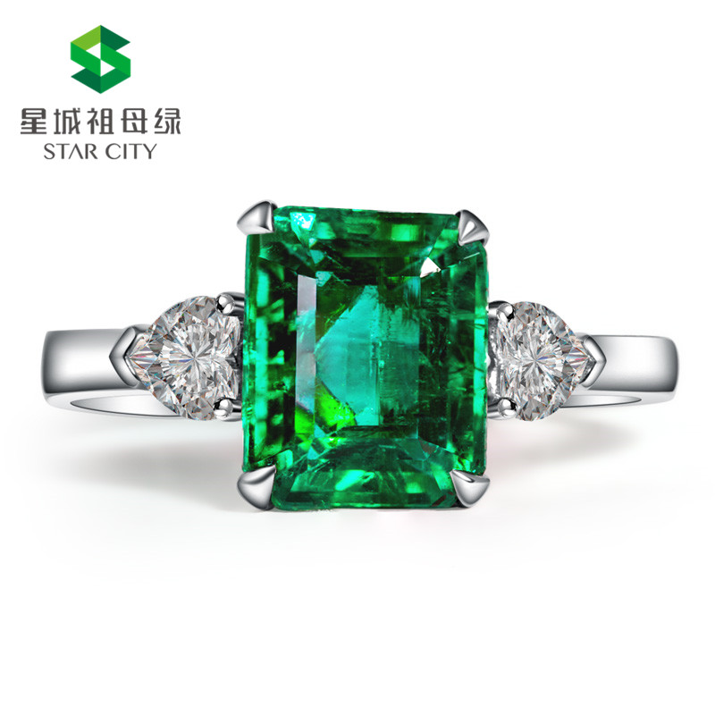 白18K祖母绿戒指2.13