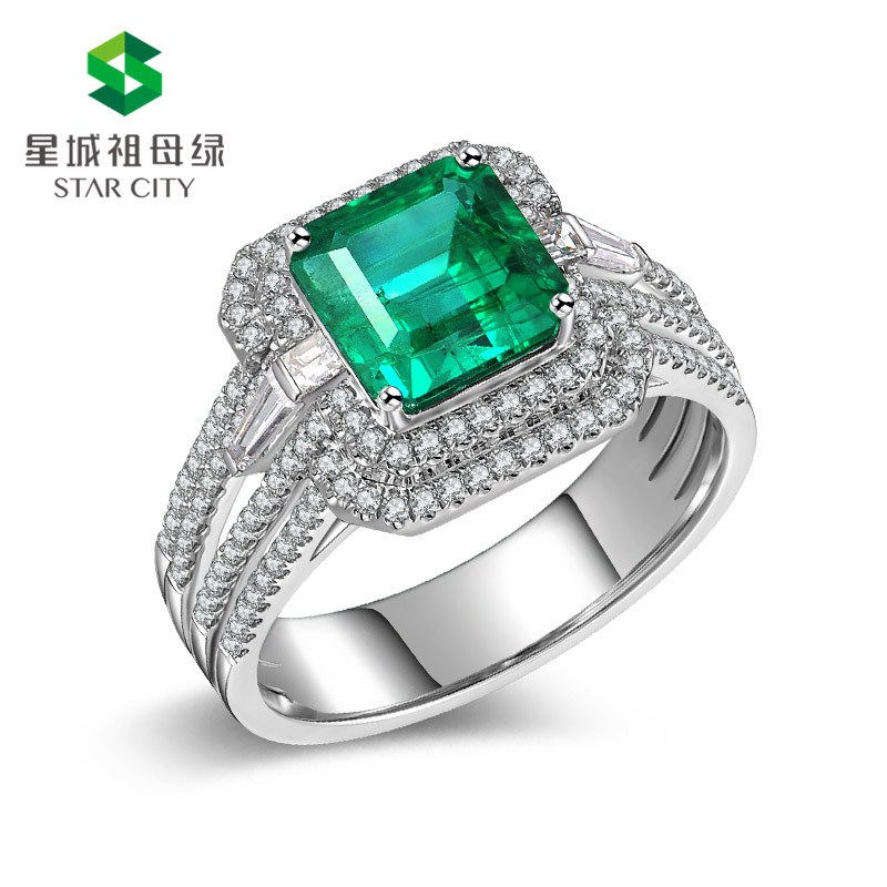 白18K金祖母绿钻戒2.132ct