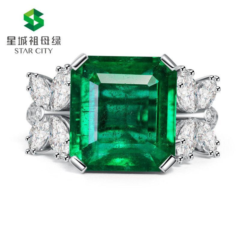 白18K金祖母绿钻戒 6.56ct