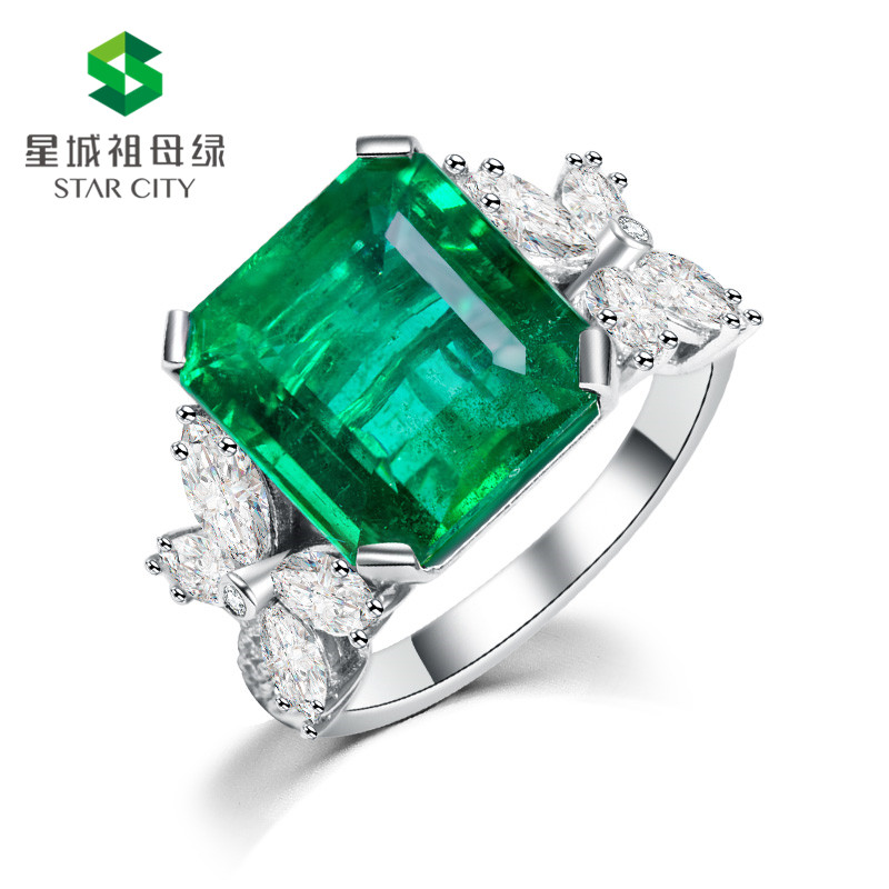 白18K金祖母绿钻戒 6.56ct