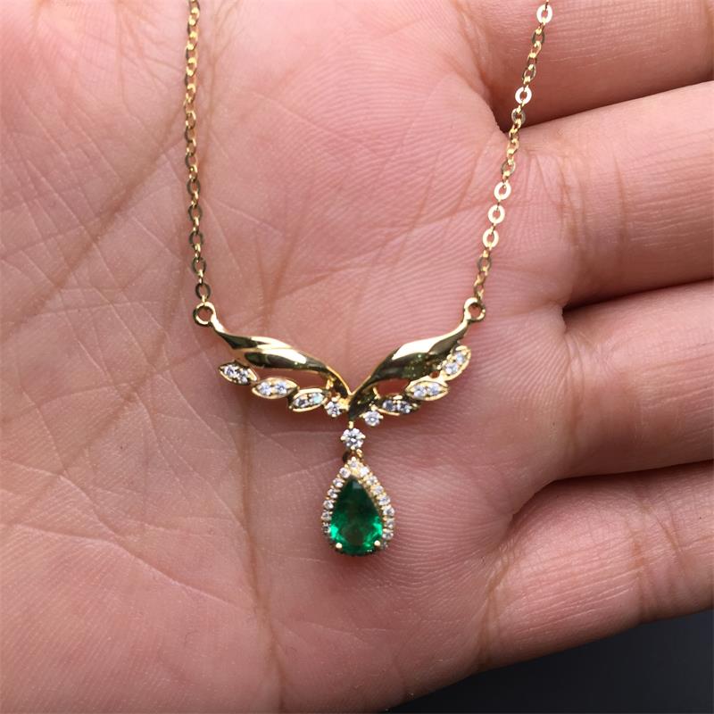 黄18K金祖母绿链牌0.278ct