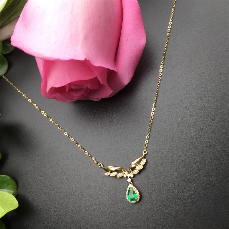 黄18K金祖母绿链牌0.278ct