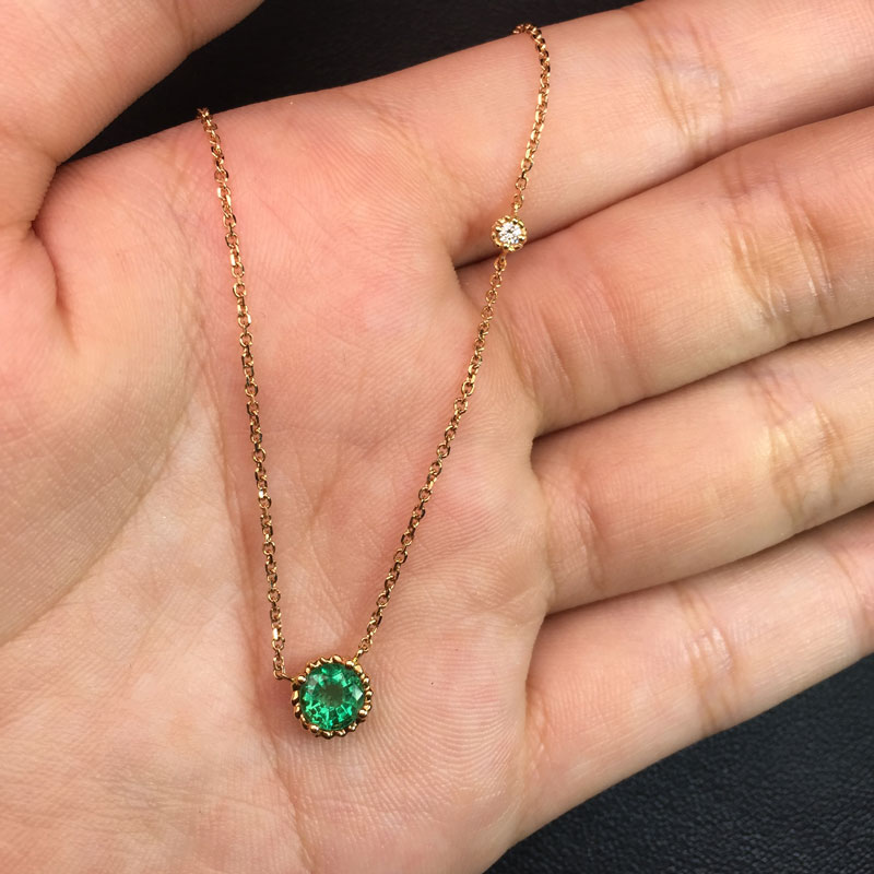 黄18K金祖母绿项链0.635ct