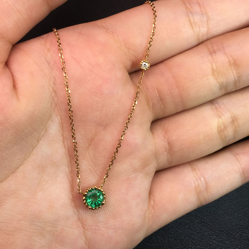 黄18K金祖母绿项链0.635ct