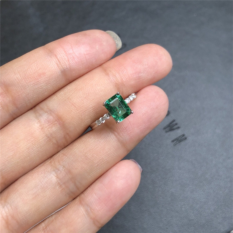 白18K金祖母绿钻戒1.415ct