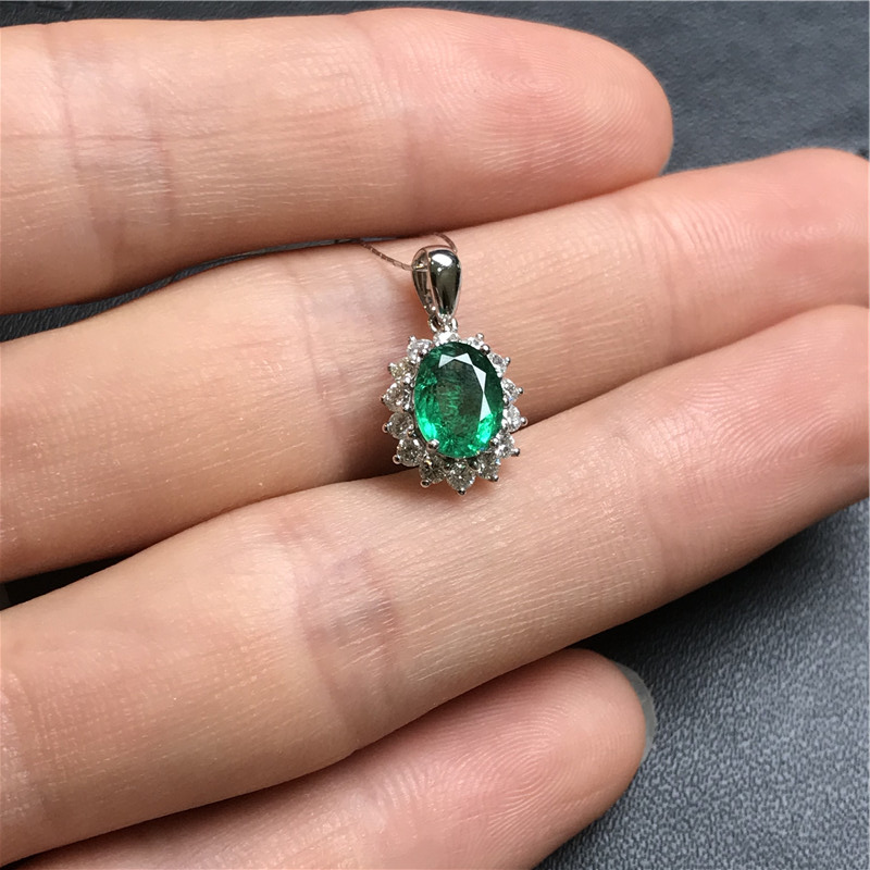 白18K金祖母绿钻坠1.186ct