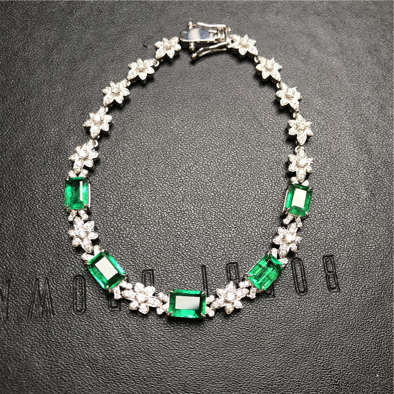 白18K金祖母绿手链4.409ct/5p