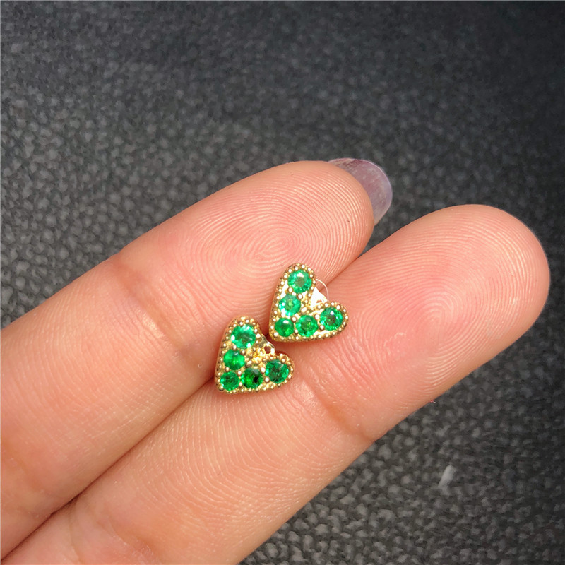 黄18K金祖母绿耳钉0.3140ct