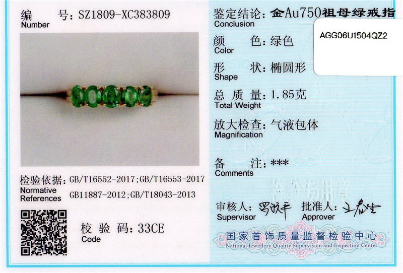 黄18K金祖母绿戒指1.1150ct