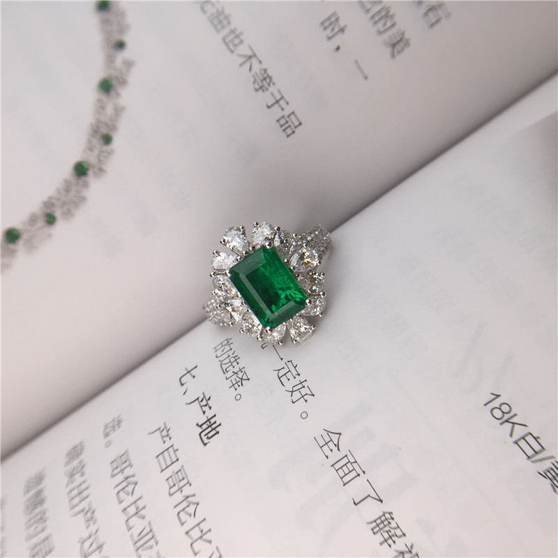 白18K金祖母绿钻戒2.03ct