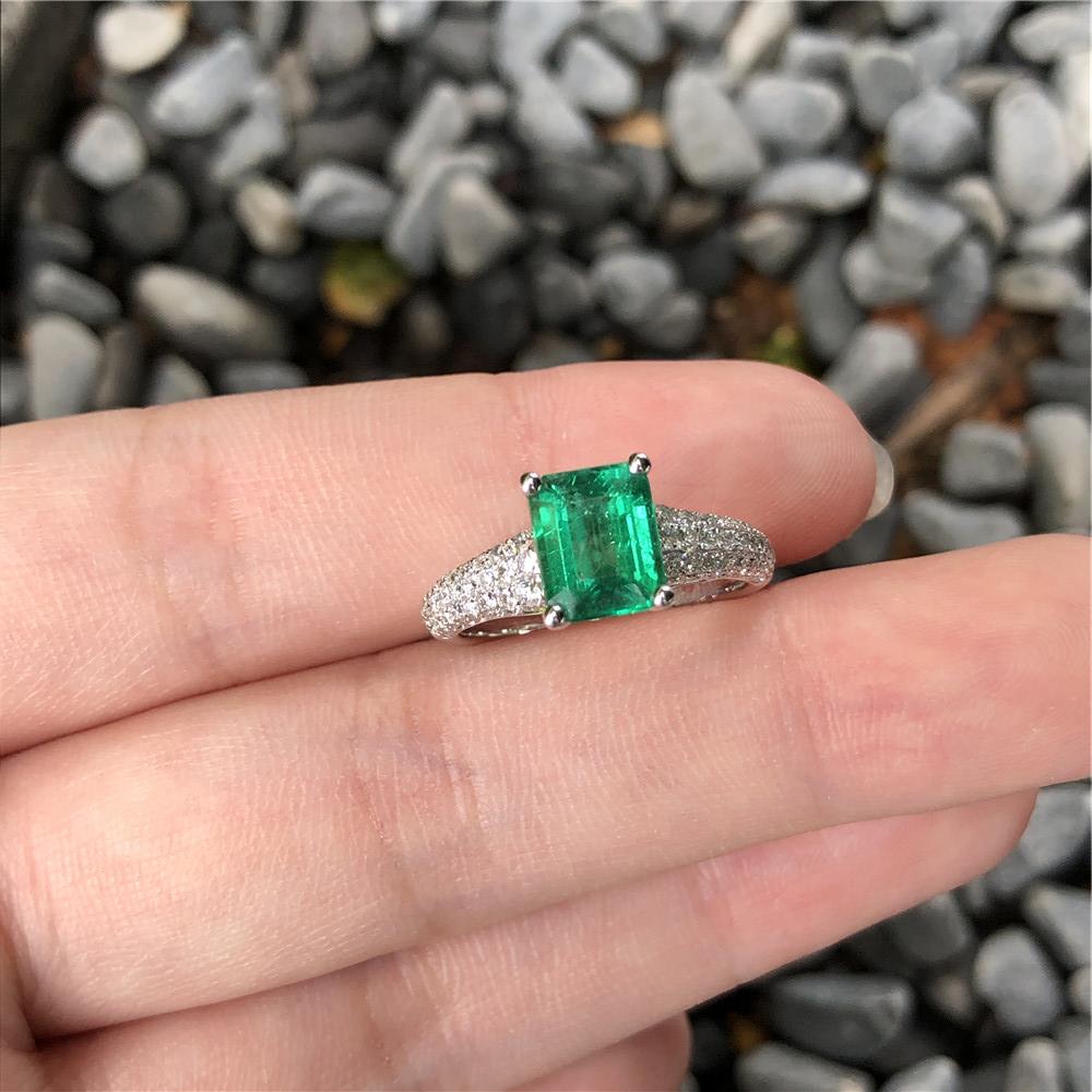 白18K金祖母绿戒指1.46ct