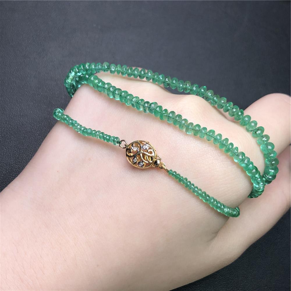 黄14K金祖母绿珠串 68.291ct
