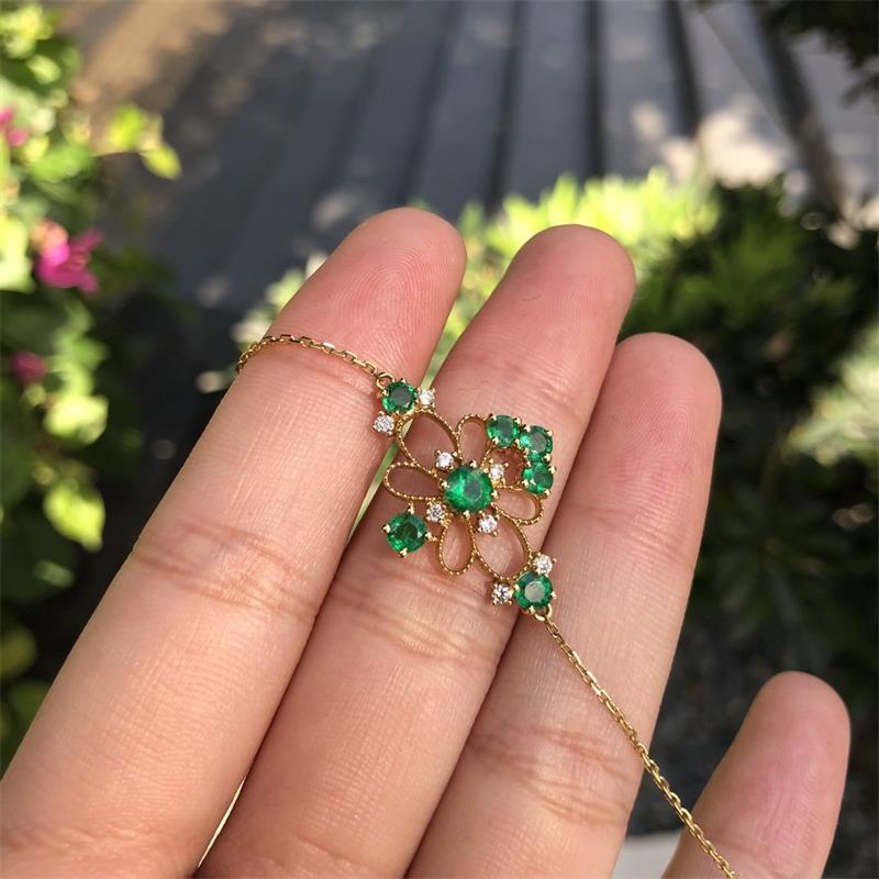 黄18K金祖母绿手链1.0370ct