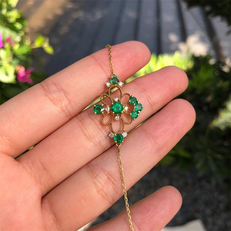 黄18K金祖母绿手链1.0370ct