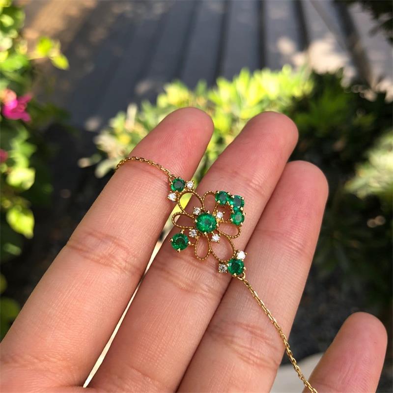 黄18K金祖母绿手链1.0370ct