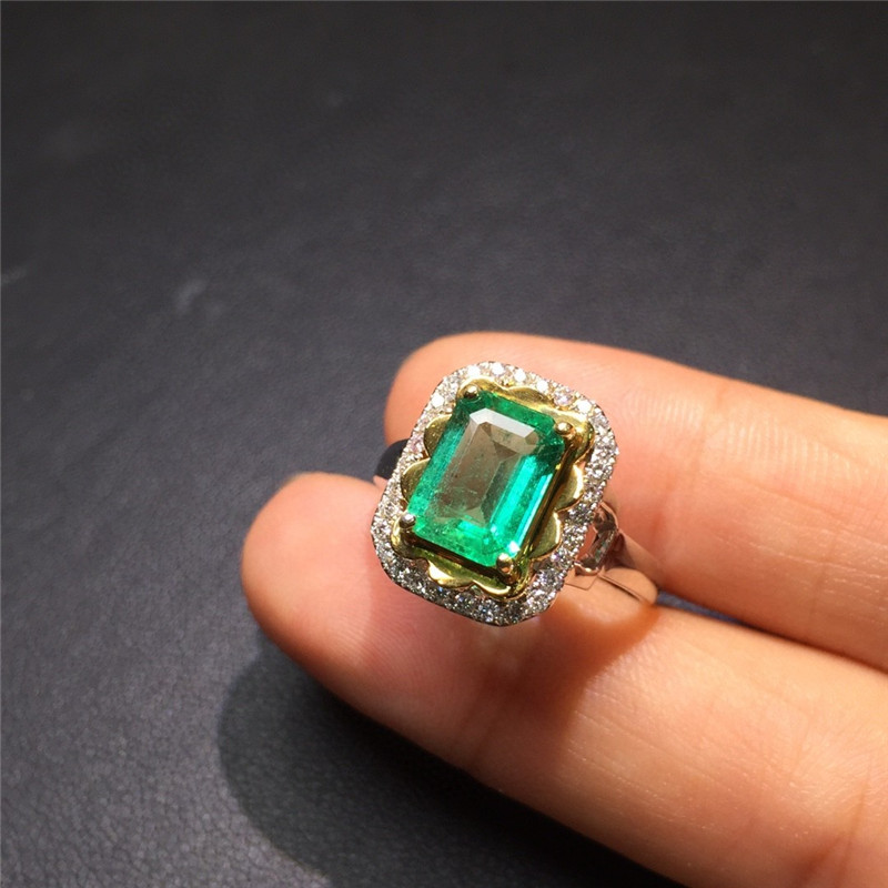 白18K金祖母绿钻石戒指1.935ct
