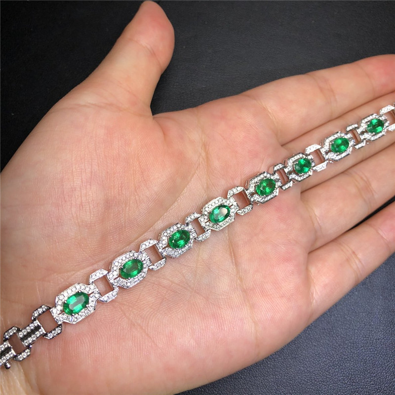 白18K金祖母绿手链4.2380ct