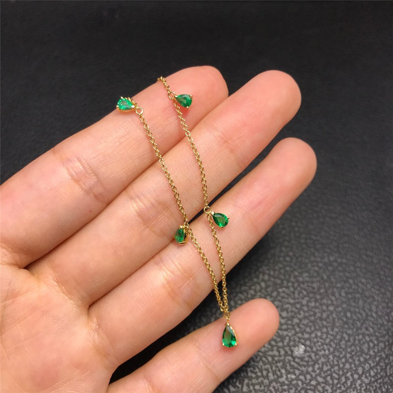 黄18K金祖母绿链牌0.6780ct