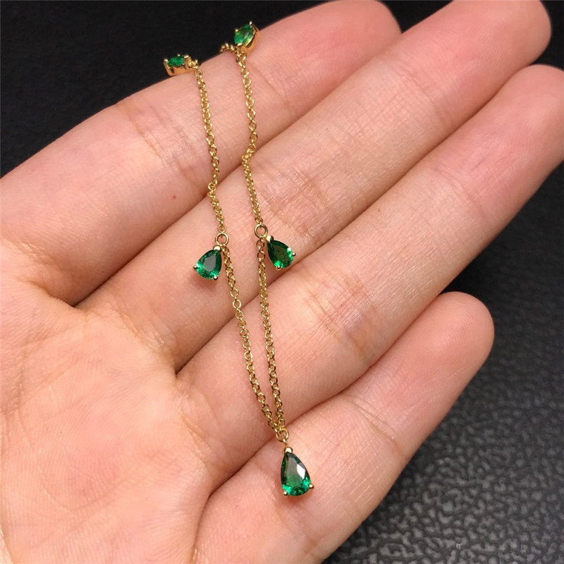 黄18K金祖母绿链牌0.6780ct