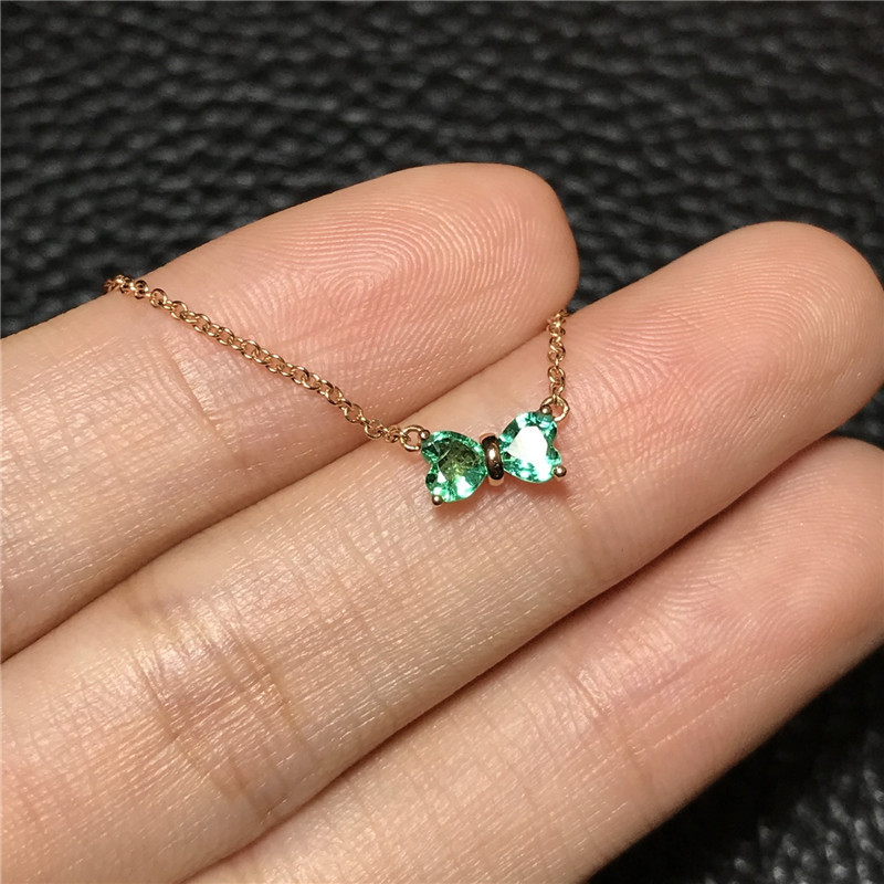 红18K金祖母绿链牌0.3480ct