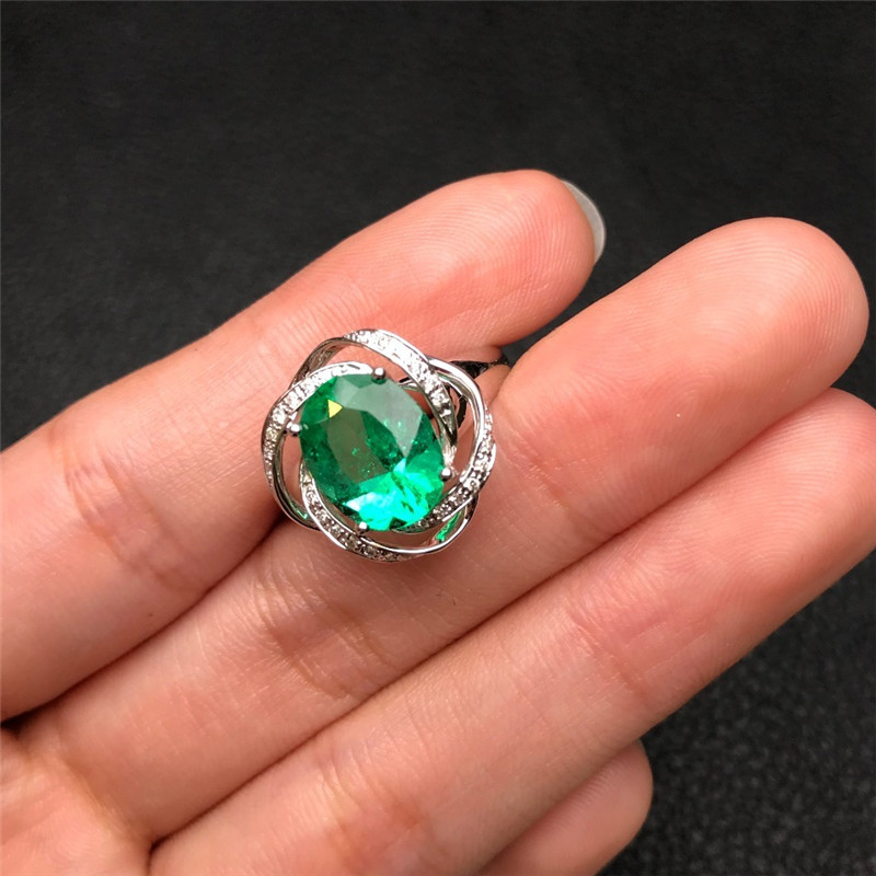 白18K祖母绿钻戒2.867ct 天然哥伦比亚宝石戒指