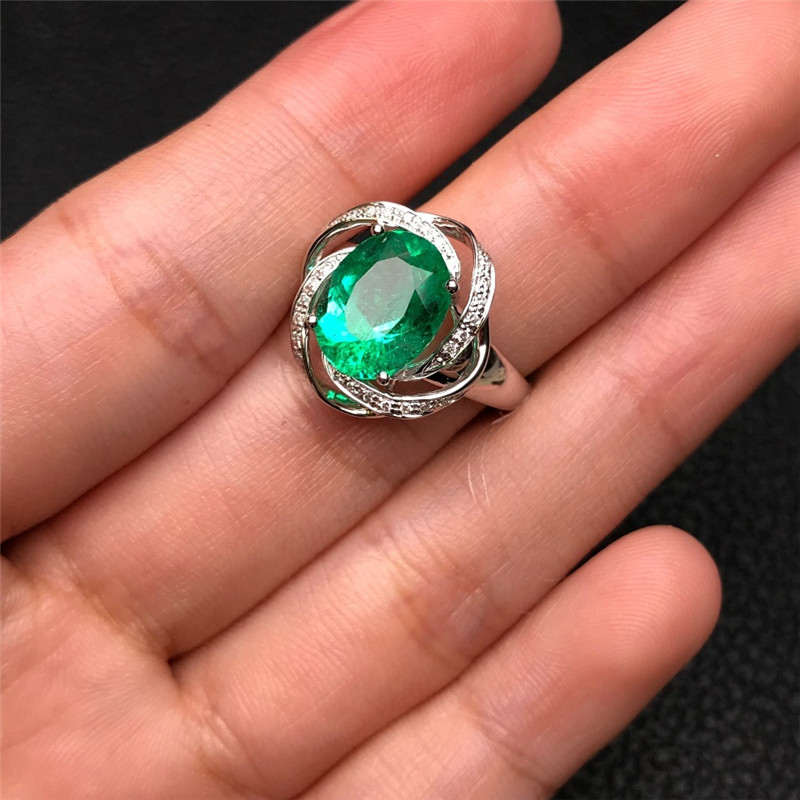 白18K祖母绿钻戒2.867ct 天然哥伦比亚宝石戒指