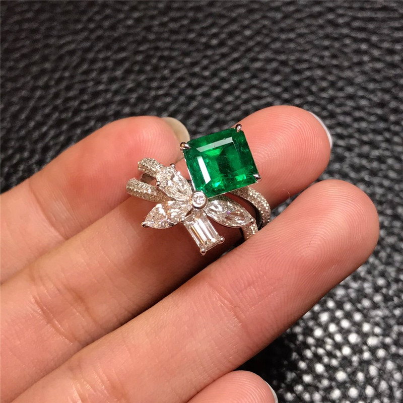 白18K金祖母绿戒指2.92ct