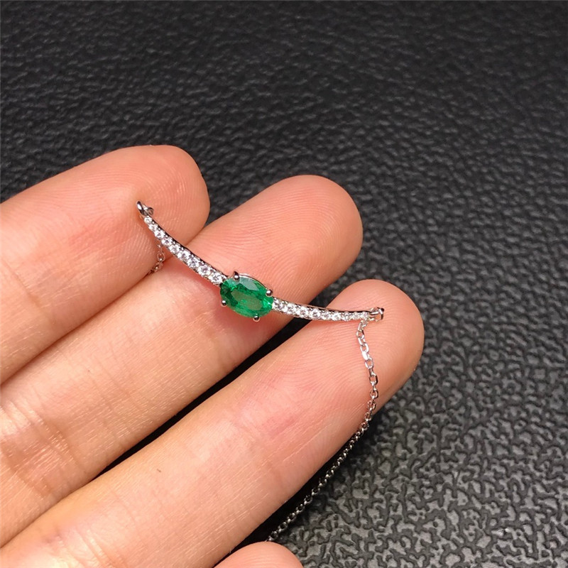 白18K金祖母绿链牌0.42ct