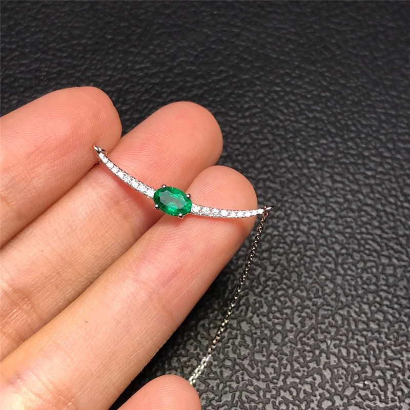 白18K金祖母绿链牌0.42ct