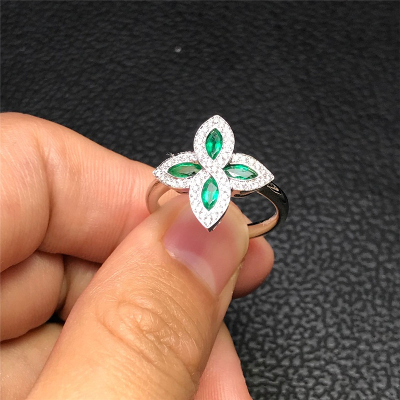 白18K金祖母绿戒指0.426ct