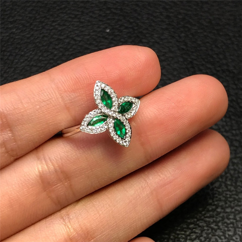 白18K金祖母绿戒指0.426ct