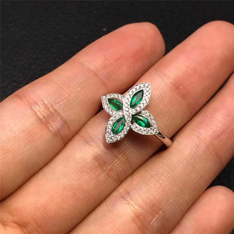 白18K金祖母绿戒指0.426ct