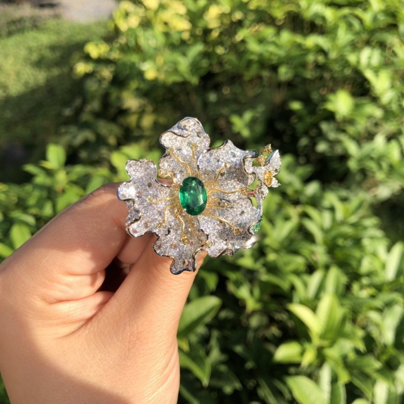 白18K金祖母绿戒指2.16ct