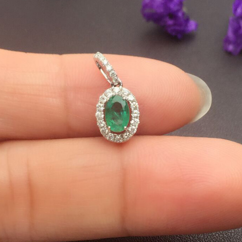 白18K金祖母绿钻坠0.436ct