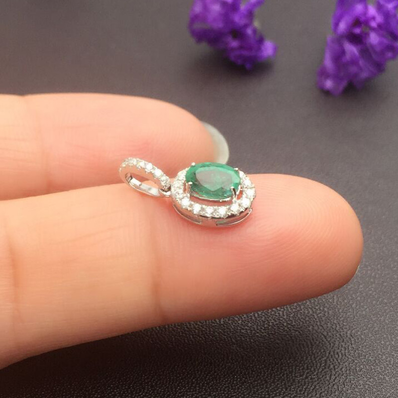 白18K金祖母绿钻坠0.436ct