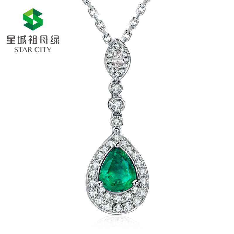 白18K祖母绿钻坠1.443ct