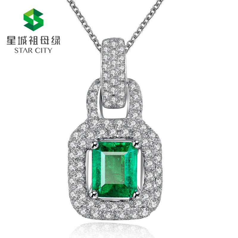 白18K祖母绿钻坠0.581ct