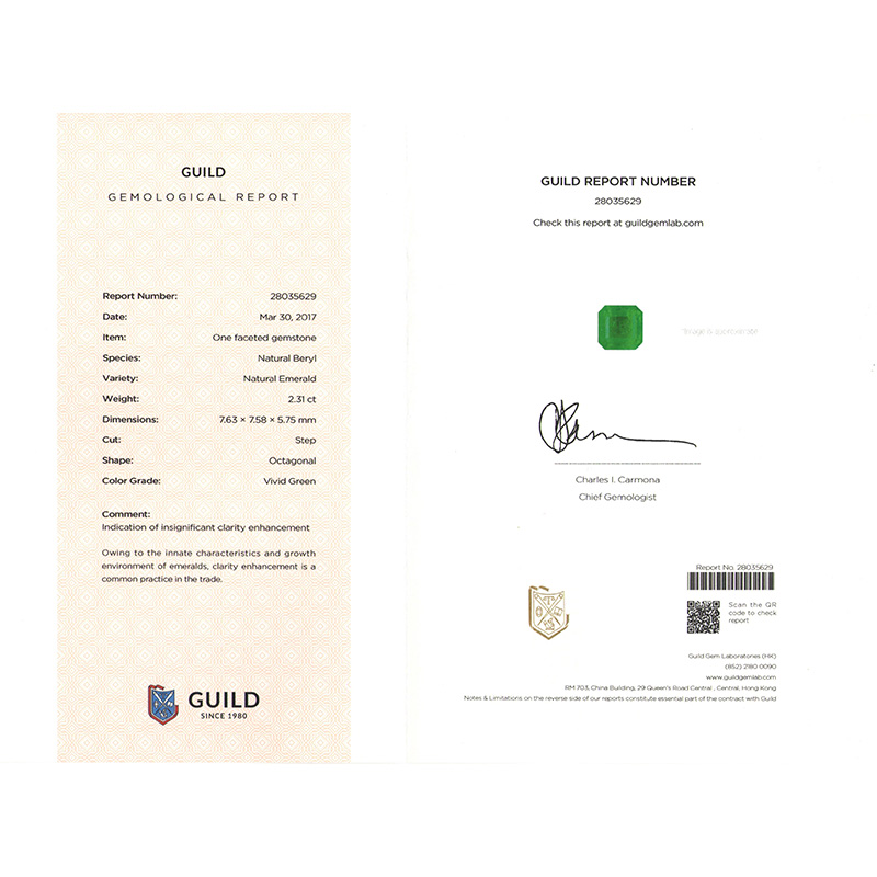 祖母绿型裸石 2.31ct  赞比亚  VIVID GREEN