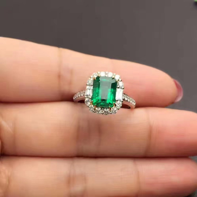 白18K金祖母绿钻戒2.091ct