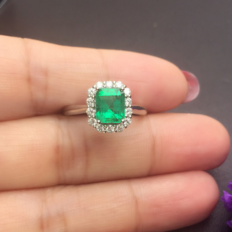 白18K金祖母绿钻戒1.594ct