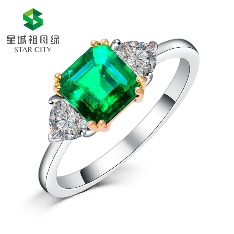 白18K祖母绿钻戒1.3ct