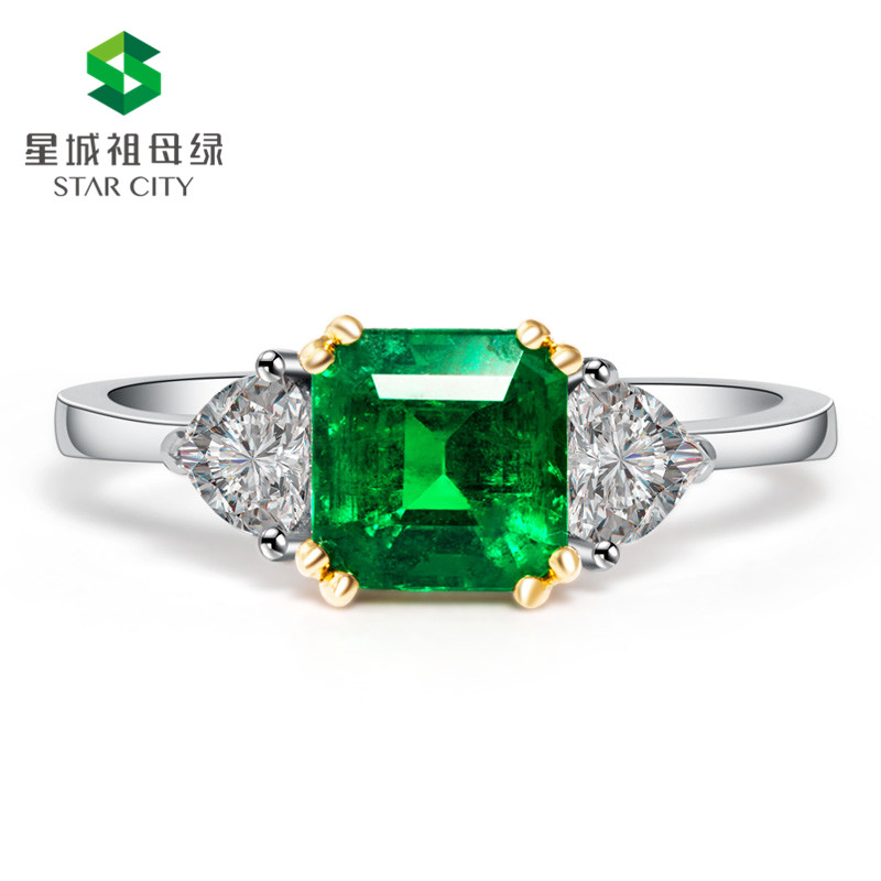 白18K祖母绿钻戒1.3ct
