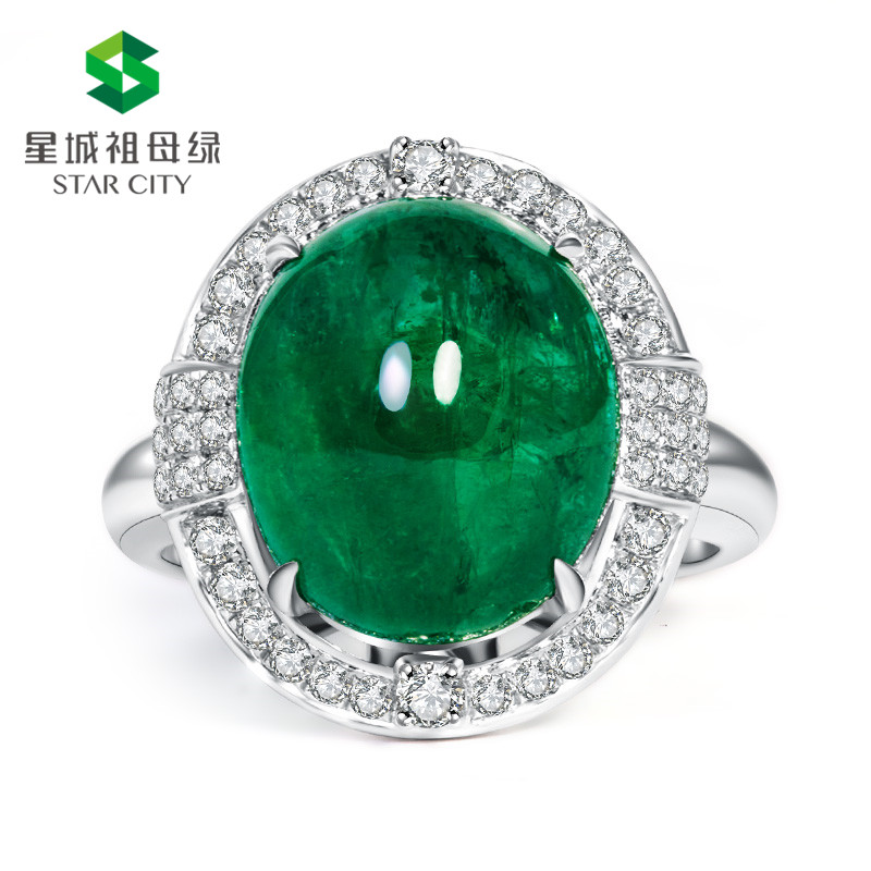 白18K金祖母绿钻戒8.94ct