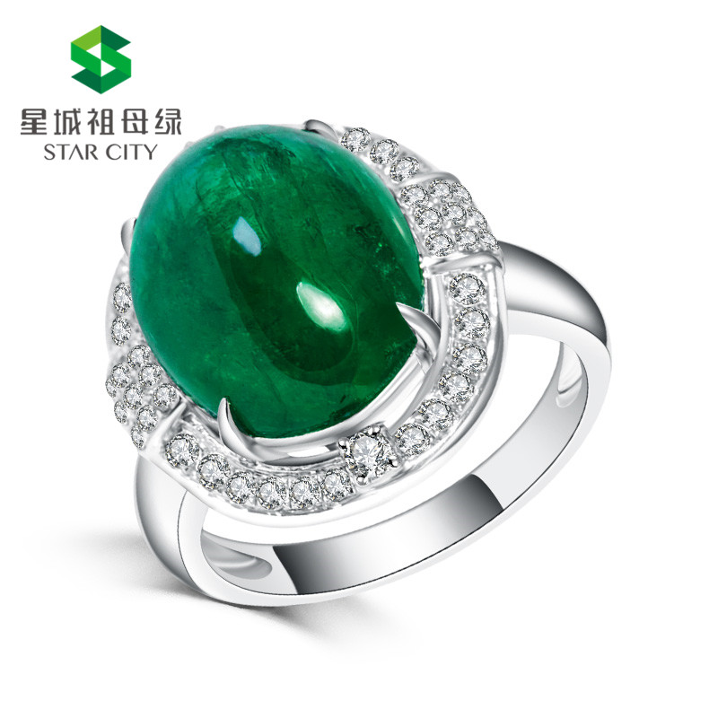 白18K金祖母绿钻戒8.94ct