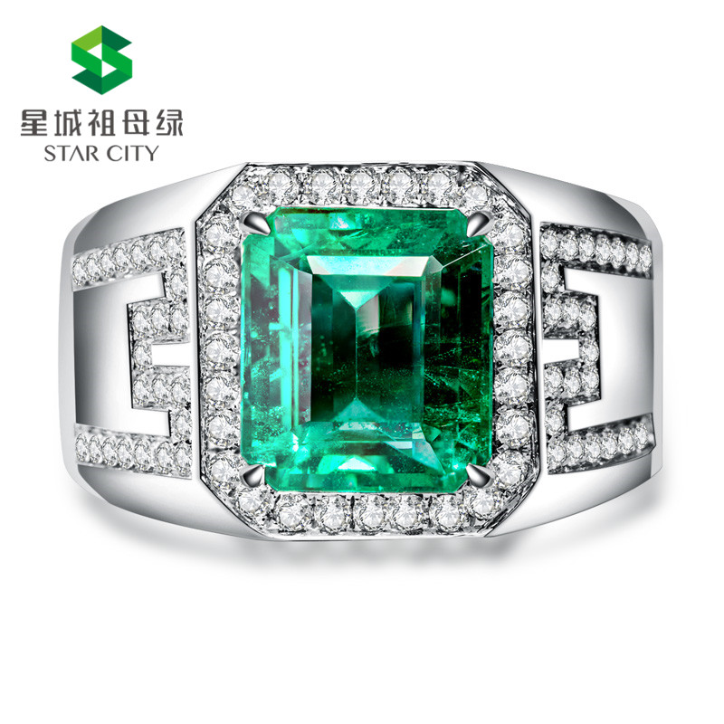 白18K金祖母绿钻戒3.94ct