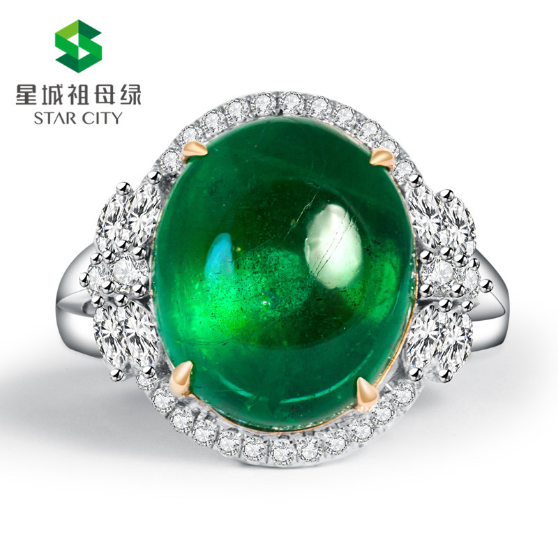 白18K金祖母绿钻戒7.74ct