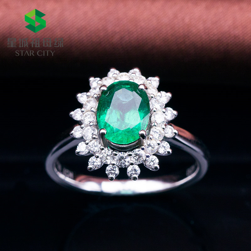 白18K金祖母绿钻戒1.22ct
