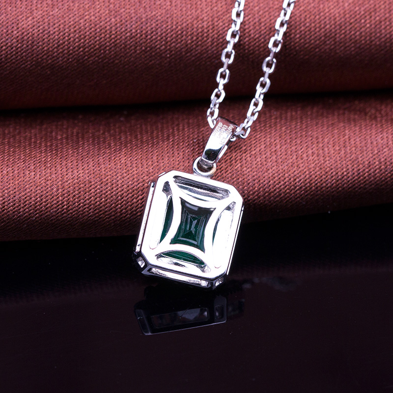 白18K金祖母绿钻坠1.448ct