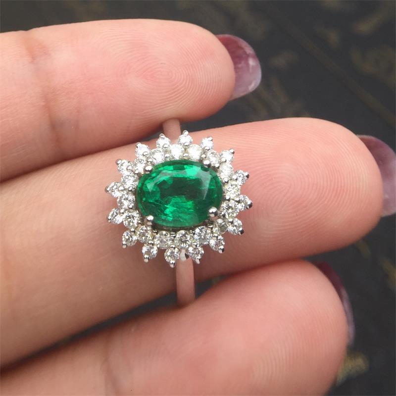 白18k金祖母绿钻戒1.1ct